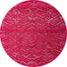 Round Machine Washable Abstract Red Rug, wshabs4419