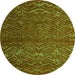 Round Abstract Green Modern Rug, abs4419grn