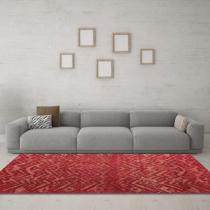 Machine Washable Abstract Brown Modern Rug in a Living Room,, wshabs4419brn