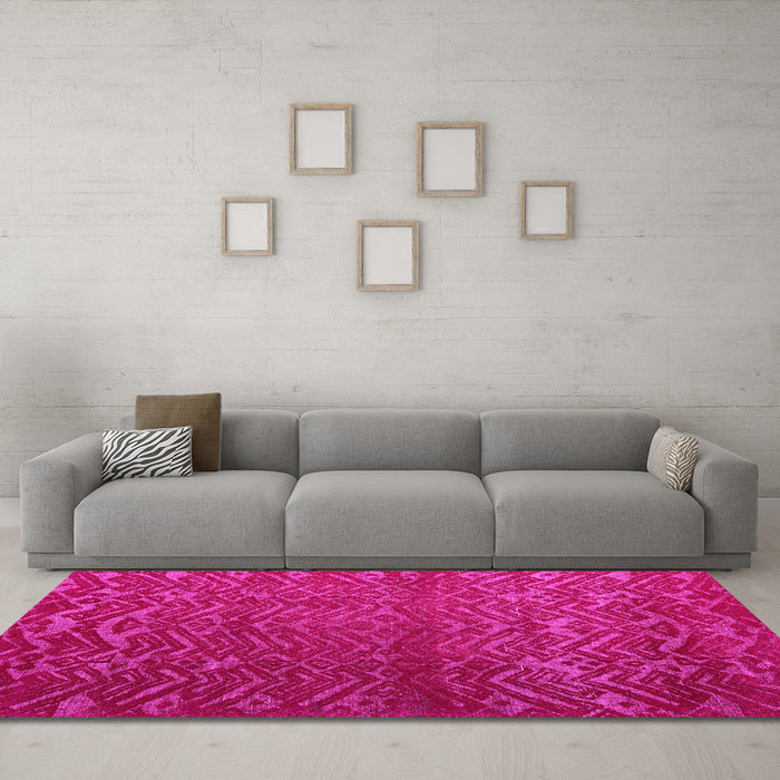Machine Washable Abstract Pink Modern Rug in a Living Room, wshabs4419pnk