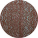 Round Abstract Turquoise Modern Rug, abs4419turq