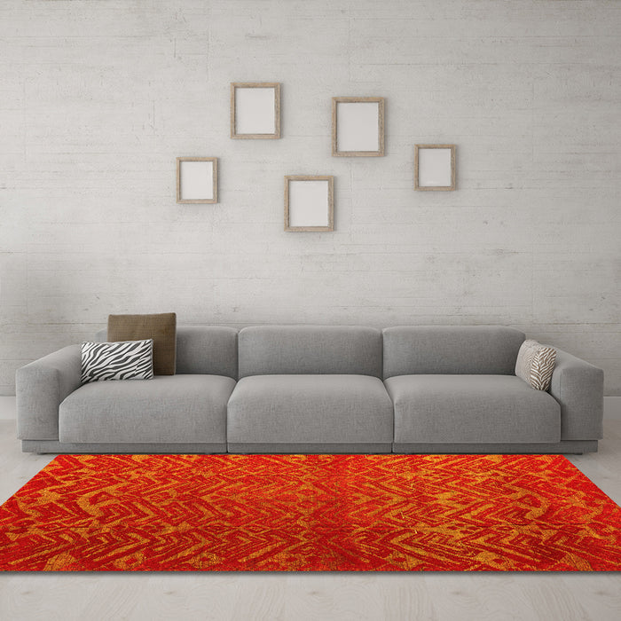Machine Washable Abstract Yellow Modern Rug in a Living Room, wshabs4419yw