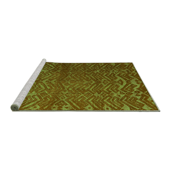 Sideview of Machine Washable Abstract Green Modern Area Rugs, wshabs4419grn