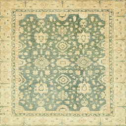 Square Machine Washable Abstract Brass Green Rug, wshabs441