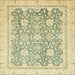 Square Machine Washable Abstract Brass Green Rug, wshabs441