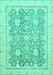 Machine Washable Oriental Turquoise Traditional Area Rugs, wshabs441turq