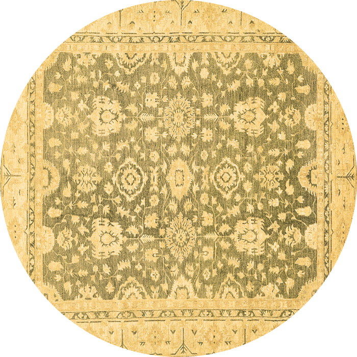 Round Oriental Brown Traditional Rug, abs441brn