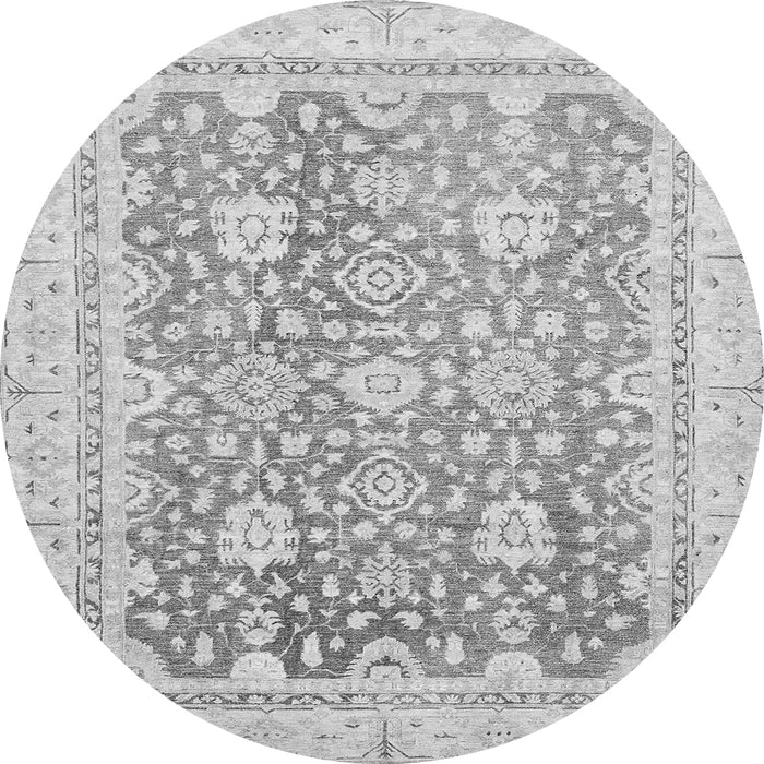 Round Machine Washable Oriental Gray Traditional Rug, wshabs441gry