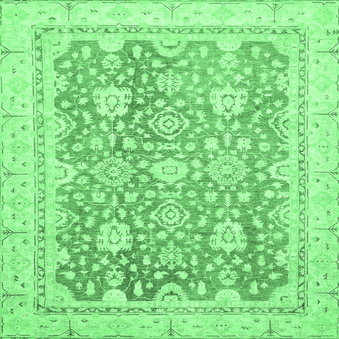 Square Oriental Emerald Green Traditional Rug, abs441emgrn