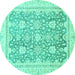 Round Oriental Turquoise Traditional Rug, abs441turq