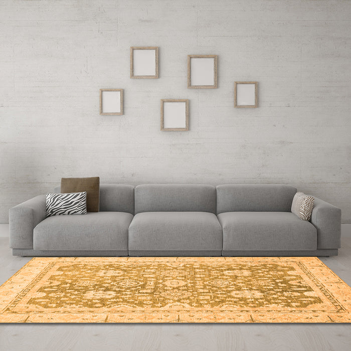 Machine Washable Oriental Orange Traditional Area Rugs in a Living Room, wshabs441org