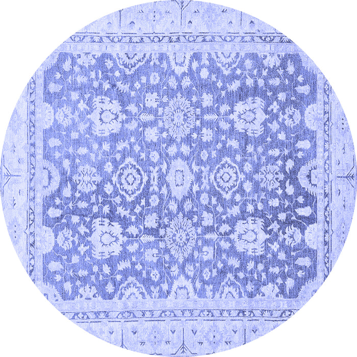 Round Machine Washable Oriental Blue Traditional Rug, wshabs441blu