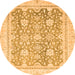 Round Oriental Orange Traditional Rug, abs441org