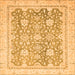 Square Machine Washable Oriental Orange Traditional Area Rugs, wshabs441org