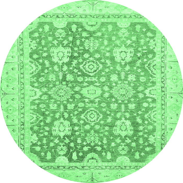 Round Oriental Emerald Green Traditional Rug, abs441emgrn