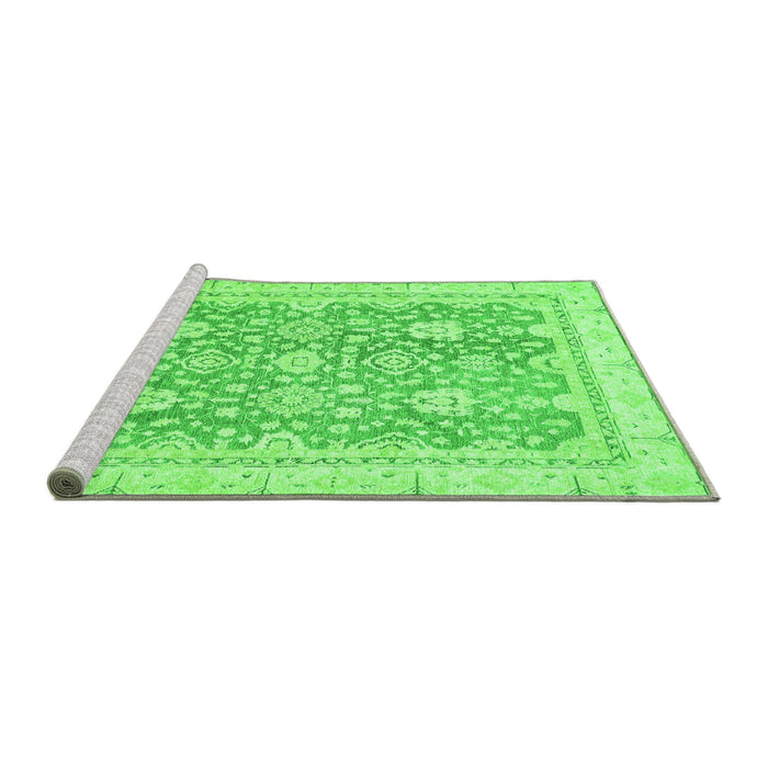 Sideview of Machine Washable Oriental Green Traditional Area Rugs, wshabs441grn
