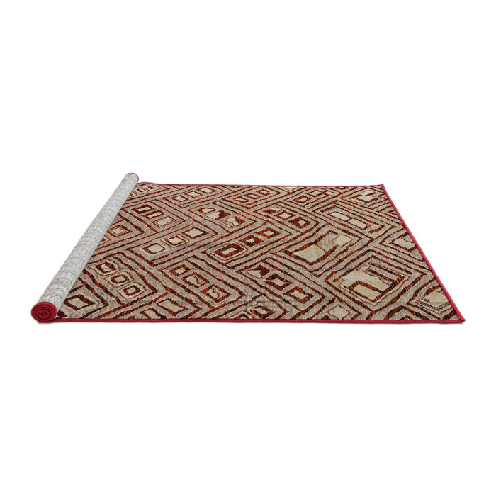 Sideview of Machine Washable Abstract Fire Brick Red Rug, wshabs4420