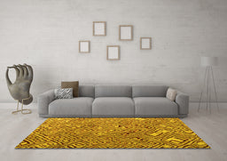 Machine Washable Abstract Yellow Modern Rug in a Living Room, wshabs4420yw