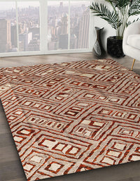 Abstract Fire Brick Red Modern Rug, abs4420