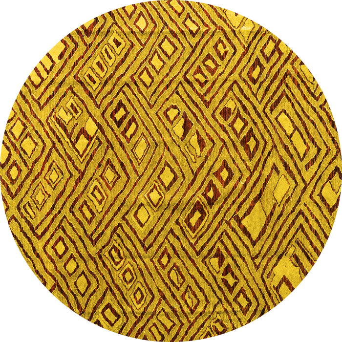 Round Abstract Yellow Modern Rug, abs4420yw