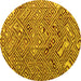 Round Abstract Yellow Modern Rug, abs4420yw