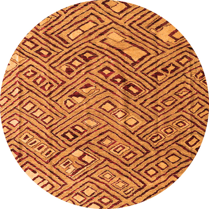 Round Machine Washable Abstract Orange Modern Area Rugs, wshabs4420org
