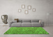 Machine Washable Abstract Green Modern Area Rugs in a Living Room,, wshabs4420grn