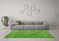 Machine Washable Abstract Green Modern Rug, wshabs4420grn