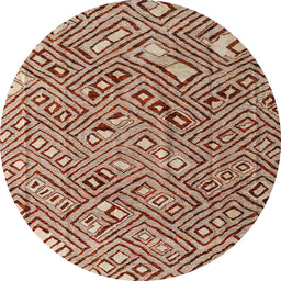 Round Abstract Fire Brick Red Modern Rug, abs4420
