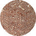 Round Machine Washable Abstract Fire Brick Red Rug, wshabs4420