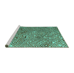 Sideview of Machine Washable Abstract Turquoise Modern Area Rugs, wshabs4420turq