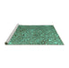 Sideview of Machine Washable Abstract Turquoise Modern Area Rugs, wshabs4420turq