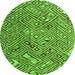 Round Machine Washable Abstract Green Modern Area Rugs, wshabs4420grn