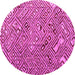 Round Machine Washable Abstract Pink Modern Rug, wshabs4420pnk