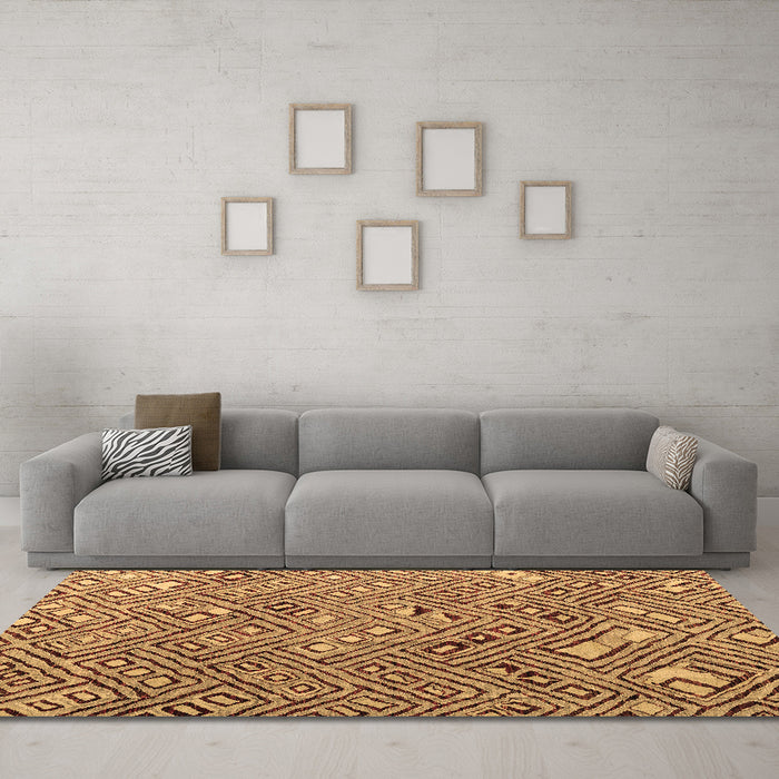 Machine Washable Abstract Brown Modern Rug in a Living Room,, wshabs4420brn