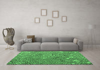 Machine Washable Abstract Emerald Green Modern Rug, wshabs4420emgrn