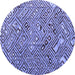 Round Machine Washable Abstract Blue Modern Rug, wshabs4420blu