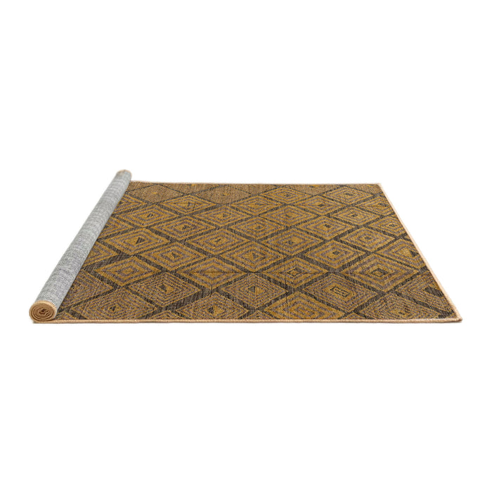 Sideview of Machine Washable Abstract Gold Rug, wshabs4421