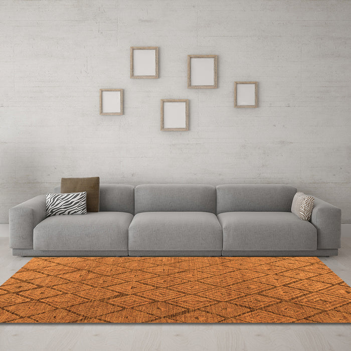 Machine Washable Abstract Orange Modern Area Rugs in a Living Room, wshabs4421org
