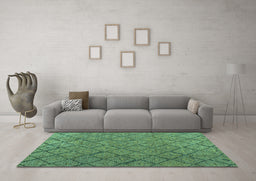 Machine Washable Abstract Turquoise Modern Area Rugs in a Living Room,, wshabs4421turq