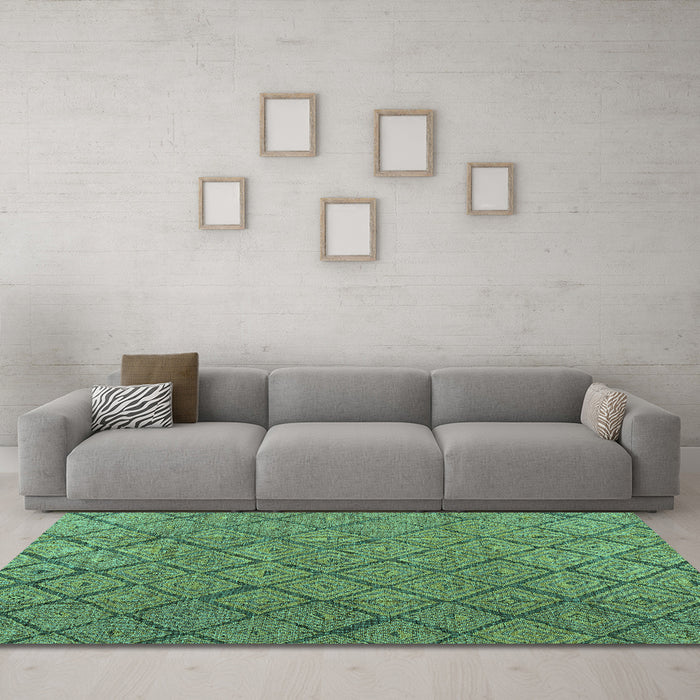 Machine Washable Abstract Turquoise Modern Area Rugs in a Living Room,, wshabs4421turq