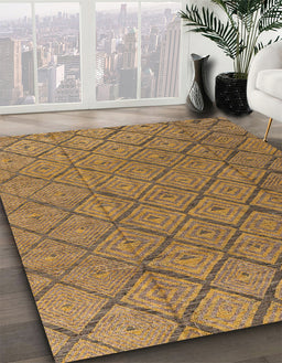 Abstract Gold Modern Rug in Family Room, abs4421