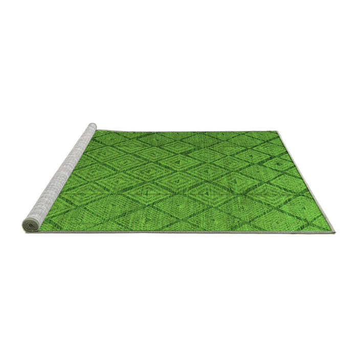 Sideview of Machine Washable Abstract Green Modern Area Rugs, wshabs4421grn