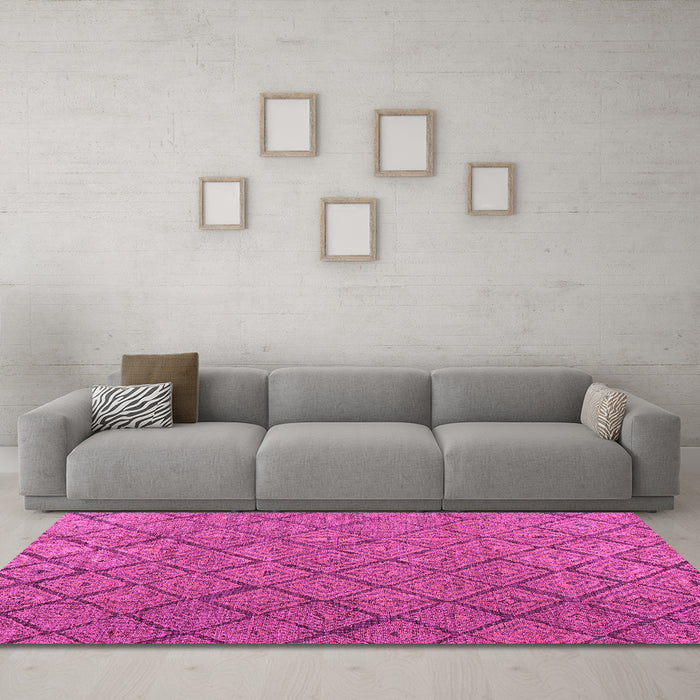 Machine Washable Abstract Pink Modern Rug in a Living Room, wshabs4421pnk