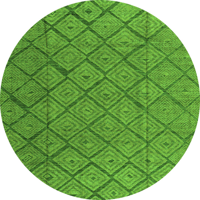 Round Machine Washable Abstract Green Modern Area Rugs, wshabs4421grn