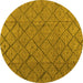 Round Machine Washable Abstract Yellow Modern Rug, wshabs4421yw