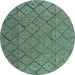 Round Abstract Light Blue Modern Rug, abs4421lblu