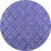 Round Abstract Blue Modern Rug, abs4421blu