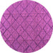 Round Machine Washable Abstract Purple Modern Area Rugs, wshabs4421pur