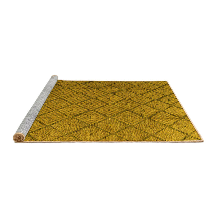 Sideview of Machine Washable Abstract Yellow Modern Rug, wshabs4421yw